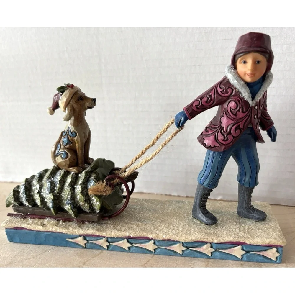 Jim Shore Christmas State of Mind Heartwood Creek Figure 2016 Dog & Boy